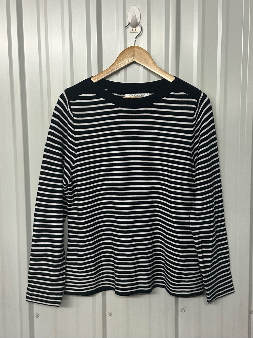Lulu-B Blue White Striped Long Sleeve Sweater Coastal Preppy Nautical